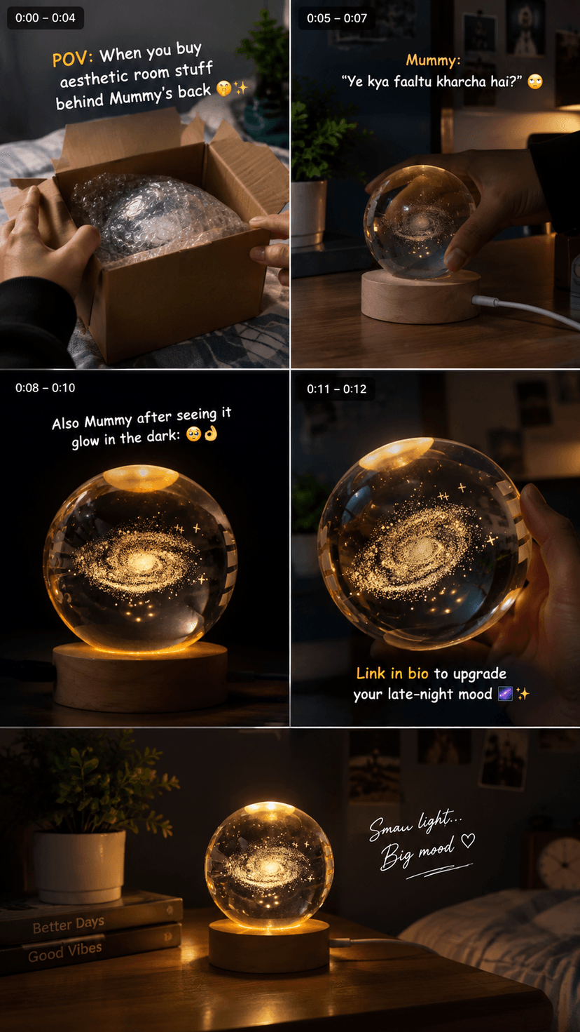 3D Galaxy Crystal Ball Night Light Lamp. - Image 2