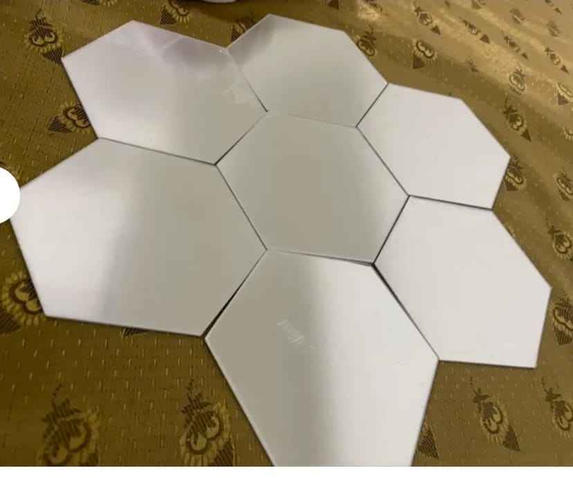 all1ders Hexagonal 7 Silver (Each Hexagon Size 12 X 10 Cm) Hexagon Mirror wall Stickers, Acrylic Mirror wall Decor Sticker. 85% off Product Images and Videos (AI-Generated Alt Text) - Image 2