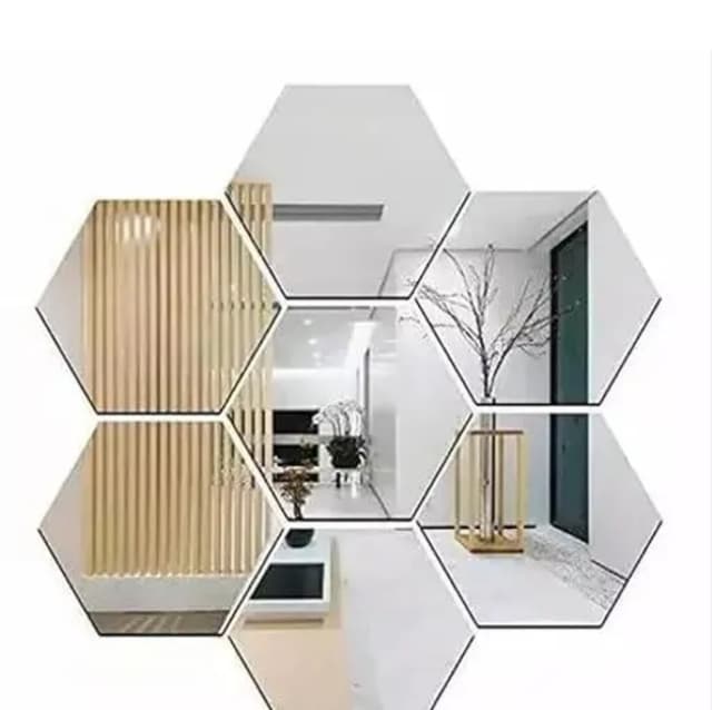 all1ders Hexagonal 7 Silver (Each Hexagon Size 12 X 10 Cm) Hexagon Mirror wall Stickers, Acrylic Mirror wall Decor Sticker. 85% off Product Images and Videos (AI-Generated Alt Text)